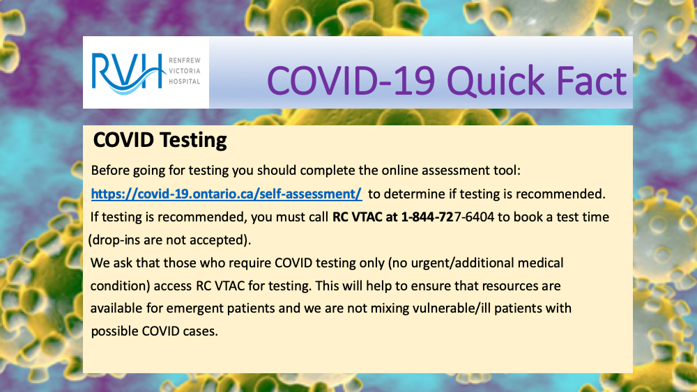 COVID self-assessment tool and testing 