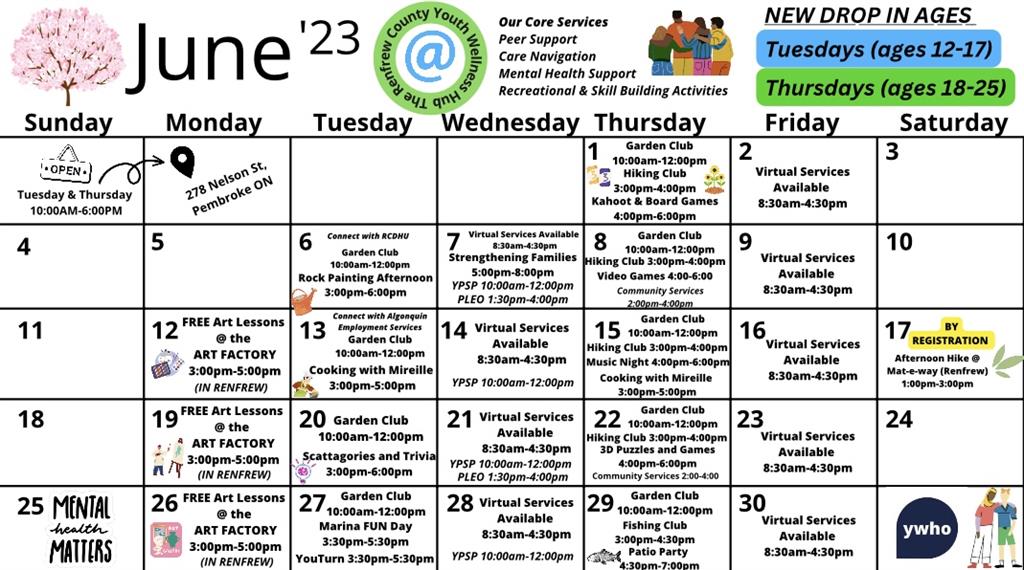 June 2023 YWHO calendar of events